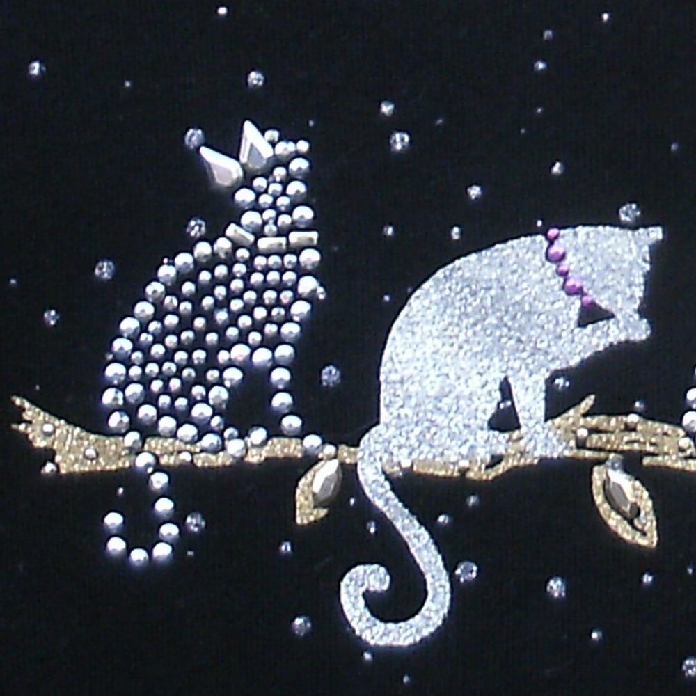 Cats on Branch Black Long Sleeve Shirt Size OX - Picture 12 of 12